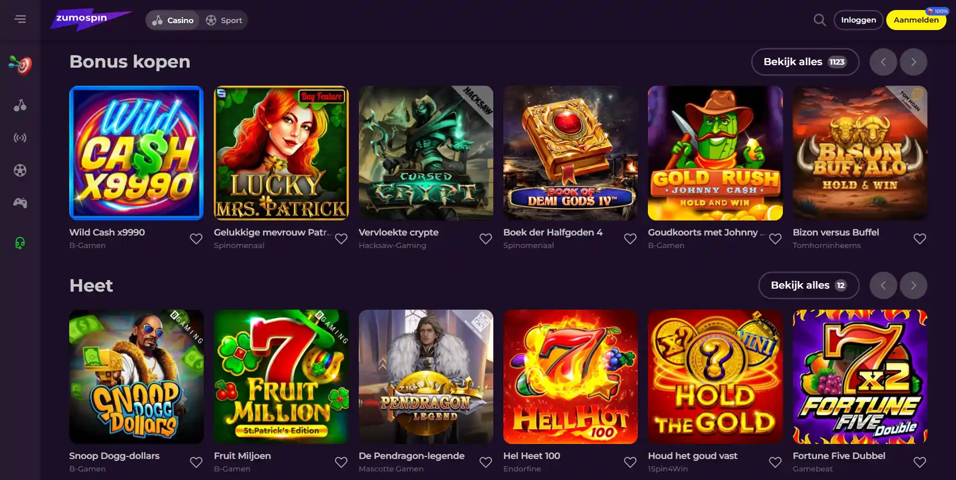 Zumospin Casino uitgebreide spelcatalogus