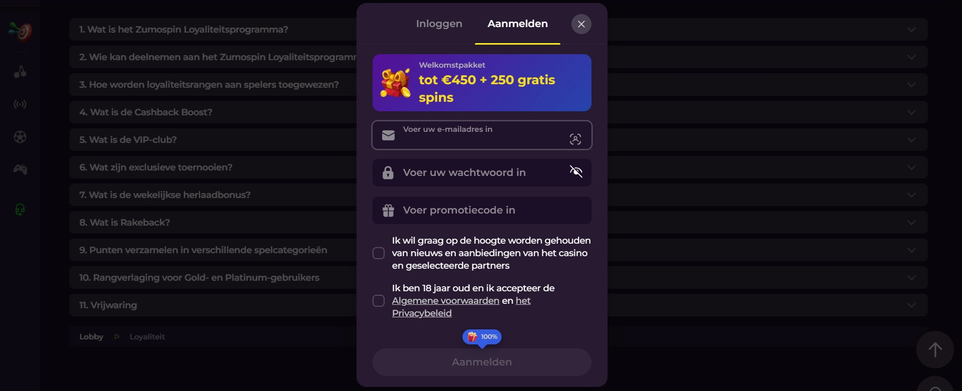 Zumospin Casino eenvoudig en snel registreren
